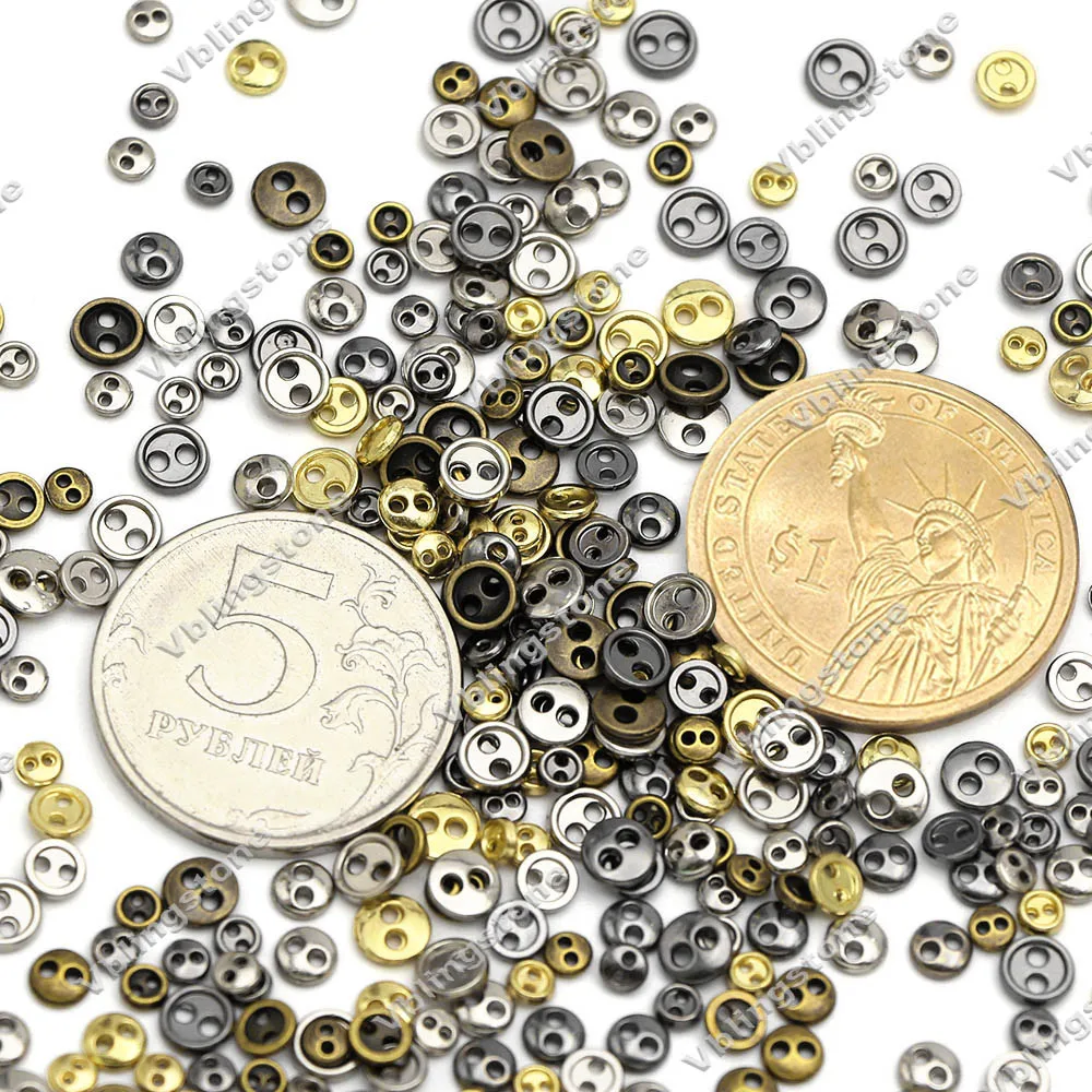 3/4/5mm Metal Buttons 100pcs Mini Buttons for Dolls Clothes 2Holes Sew Button for Needlework Round Buckles Handmade Accessories 4