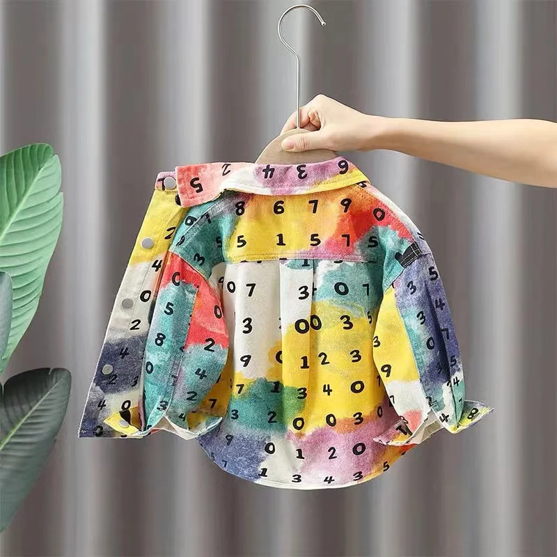 Boys' Spring and Autumn Coat New Boys and Children's Denim Shirts Boys' Top Children's Long sleeved Shirts