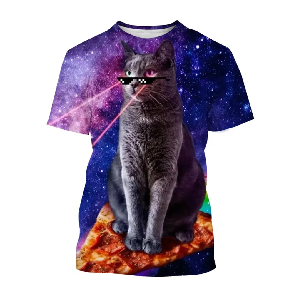 Unisex 2022 Cool Animal Cat Tshirt Men Women Galaxy Space Lovely
