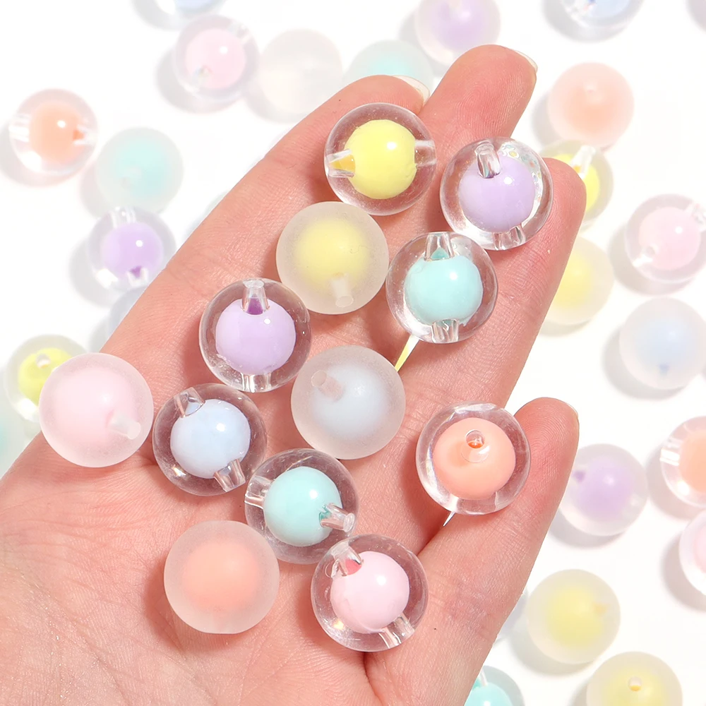 30-100Pcs/Lot 8-16mm Multicolor Transparent Acrylic Beads Double Layers For DIY Crafts Gift Ornament Making Clothing Accessories