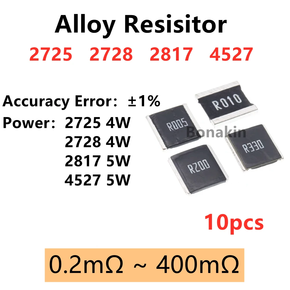 Shunt R010 10 stuks 2725 2728 2817 4527 Legering Patch Milliohm Weerstand R001 ...