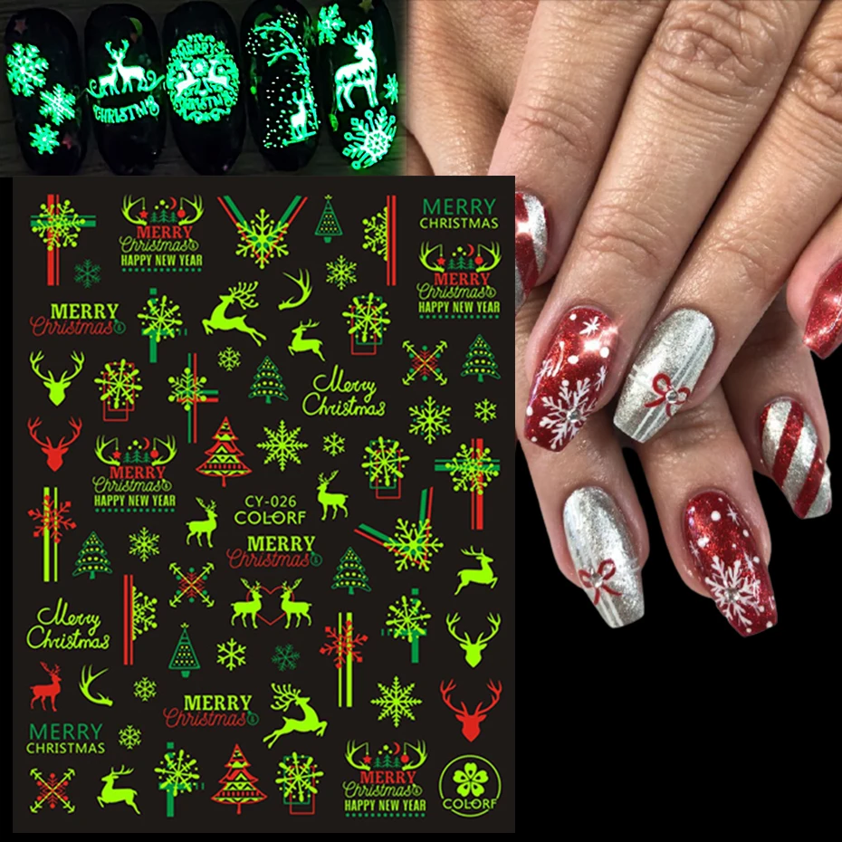 Nail Stickers And Decals Luminous Fire Butterfly Leaf Nail Art Decoration