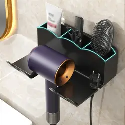 Soporte montado en la pared para secador de pelo, estante de baño, organizador de almacenamiento para afeitadora, alisador