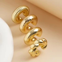 Fashion 4pcs C Shaped Acrylic Ear Clip for Women Simple Gold Silver Color No Pierced Round Earrings Punk Female Jewelry - Image 5