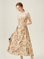 FSLE Various Options Beautiful Suspender Dress for Women Spring Chic Style Pleated Floral Long Slimming Skirt Female 24FS11080