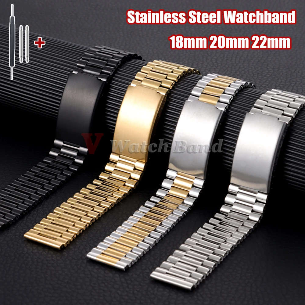 Sleek Stainless Steel Universal Watch Strap - Elegant Metal Band for Business and Casual Wear