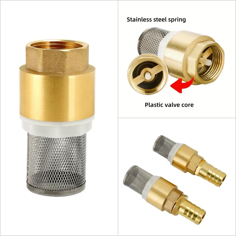 Brass Check Valve 1/2~1" Suction Strainer Foot Valve Agricultural Irrigation Non-Return Valve Hose Connection For Control Water 3