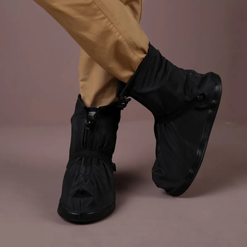 Outdoor Waterproof Shoe Cover Slip-resistant Zipper Rain Boots OvershoesThick Waterproof Non-slip Wear-resistant Rain Boots
