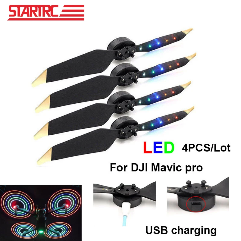 4pcs LED Flash Propeller Night Flying Blade USB Charging For DJI Mavic Air Drone 