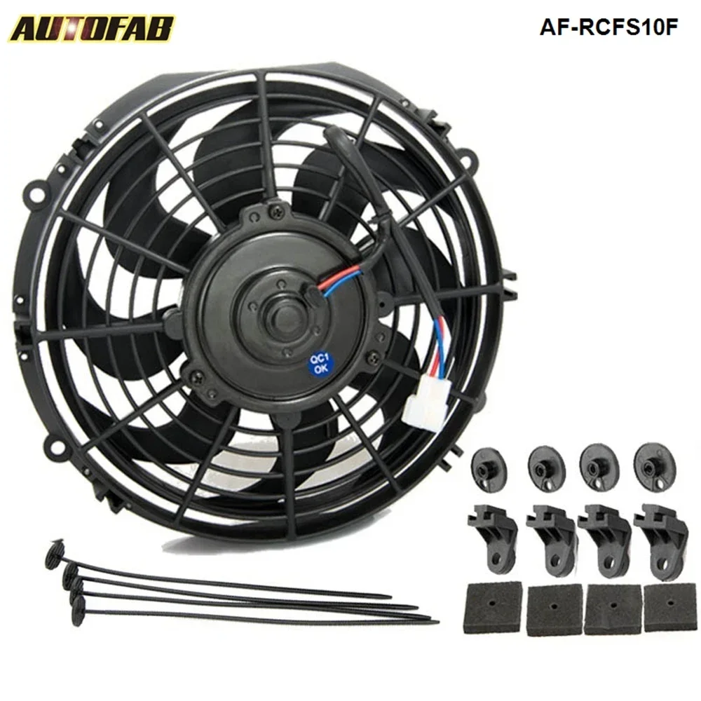 

UNIVERSAL EPMAN SLIM 10" PULL/PUSH RADIATOR ENGINE BAY COOLING FAN+MOUNTING KIT BLACK AF-RCFS10F