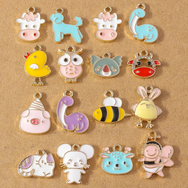 10pcs/lot Cartoon Animal Charms for Jewelry Making Enamel Bee Dog Cow  Charms Pendants for DIY Necklaces Earrings Gifts - AliExpress