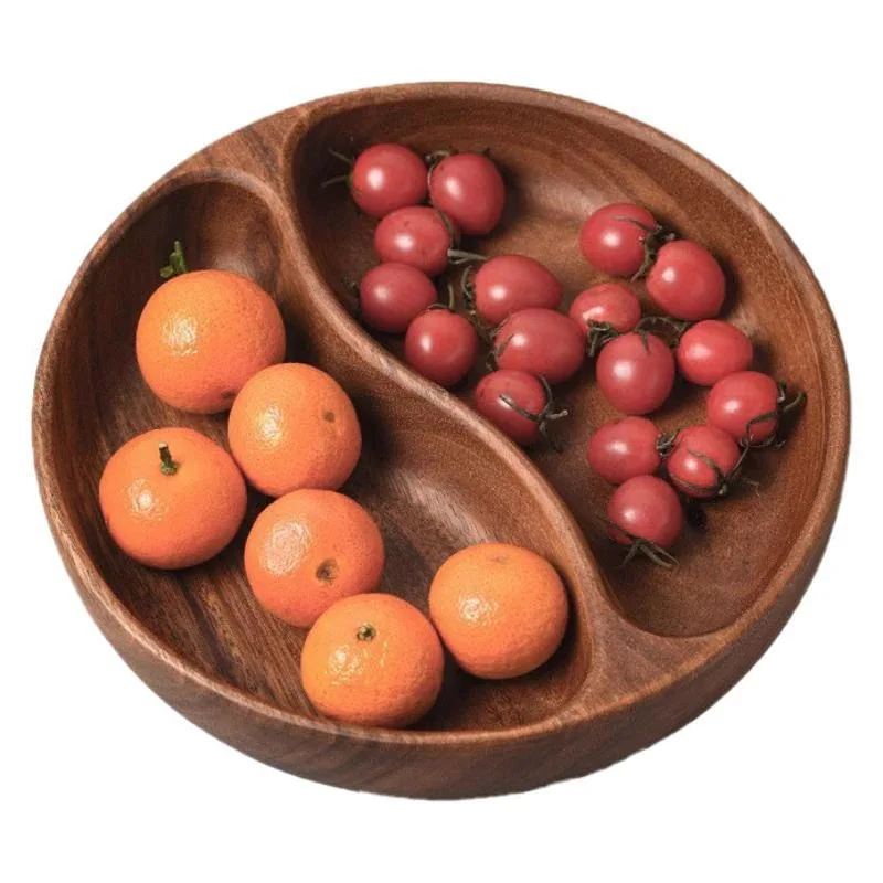 South American Walnut Fruit Platter Solid Wood Dried Fruit Snack Plate Salad Bowl Wooden Basin Large Dinner Plate