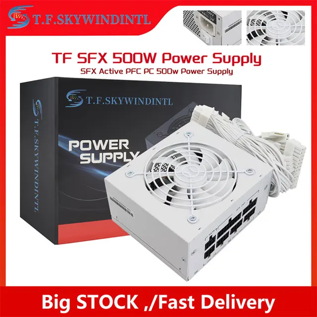 SFX500W Fully Modular Power Supply 500W สีขาว 20 + 4Pin แหล่งจ่ายไฟสําหรับ PC Gaming Desktop Mini ITX กรณีคอมพิวเตอร์ขนาดเล็กกรณี 1
