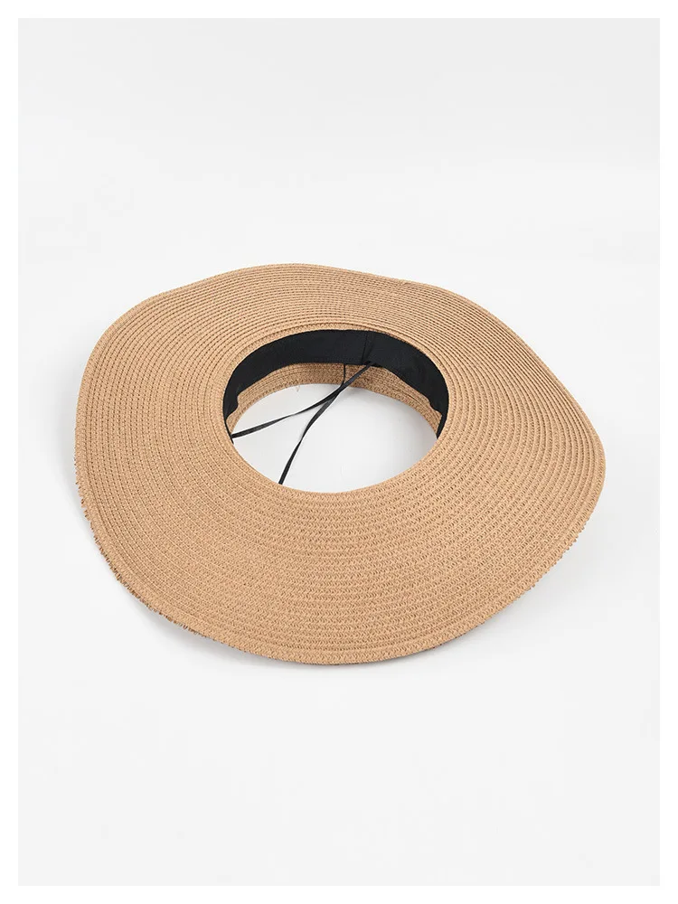 2023 New Fashion Women's Large Eaves Sun Summer Designer Beach UV Protection Empty Top Tassel Straw Hat Wholesale_voghion.com