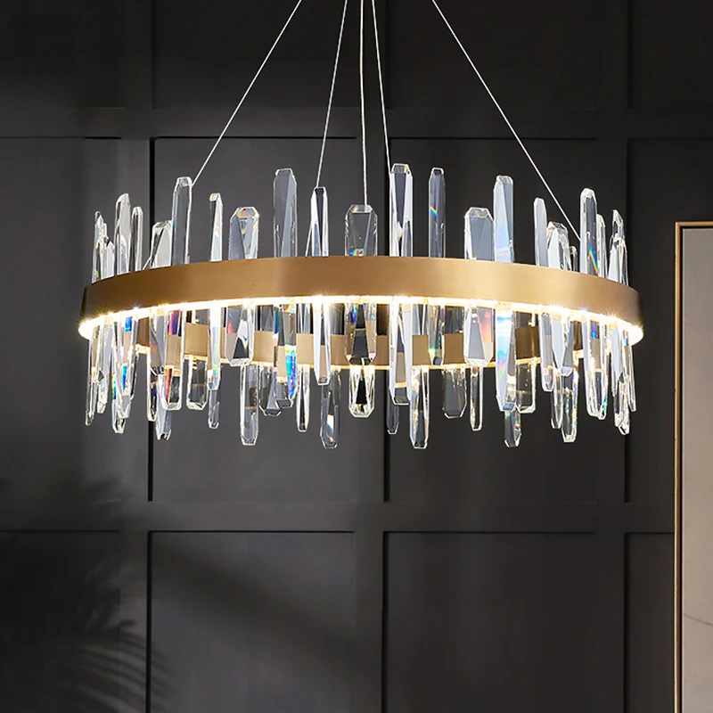 

Modern Minimalist Crystal Chandelier Indoor LED Ceiling Pendant Lighting For Living Room Bedroom Kitchen Hanging Lamp Fixture