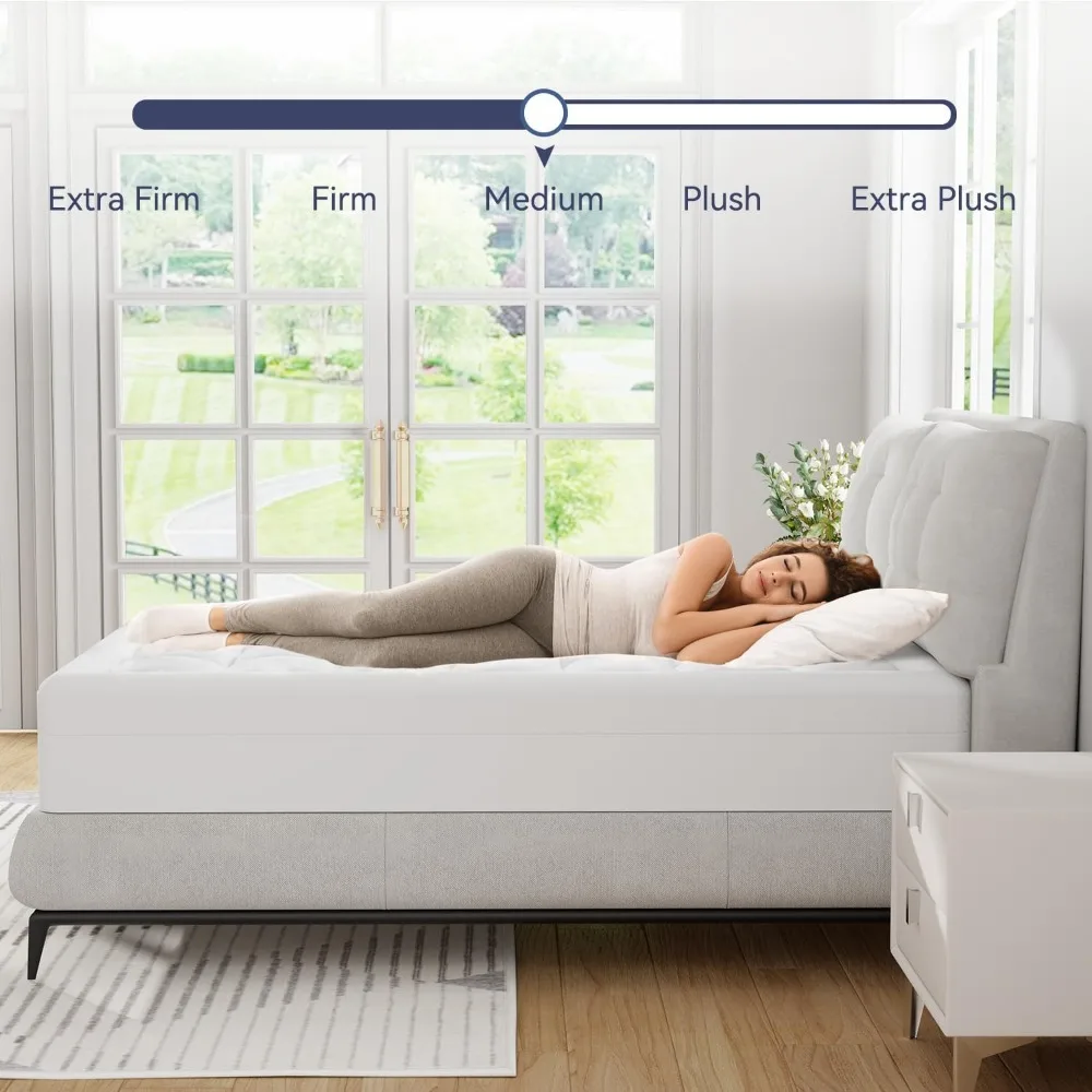 Dual Layer Memory Foam Mattress Topper , Cooling Gel Memory Foam Plus Down Alternative Pillowtop Mattress Padwith Cooling Cover