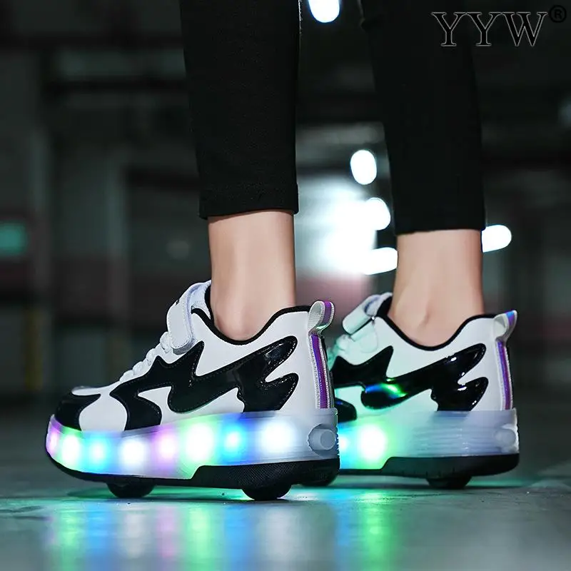 Children Wheels Shoes Deform Deformation Parkour Runaway Detachable Sneakers Beginner Boy Girl Youth Roller Skating Shoes Kids