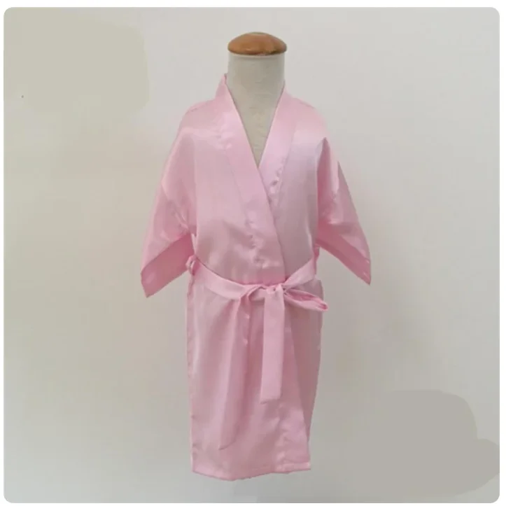 Girls Silky Satin Robes Children Pure Kimono Dressing Gown Bridal Lingerie Sleepwear for Wedding Spa Birthday Party - 6