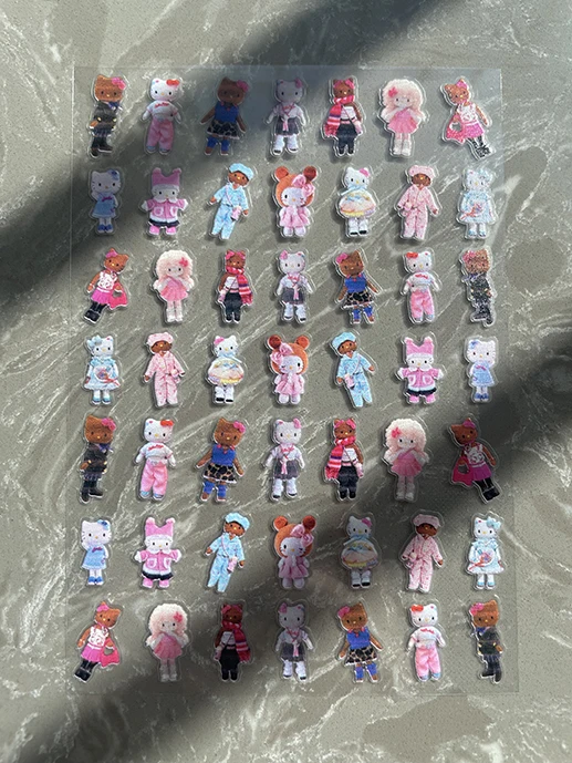 1pcs Pvc 미니 헬로키티 문구 스티커 네일 아트 방수 장식 노트북 병 상자 전화 케이스 키보드 친구 선물