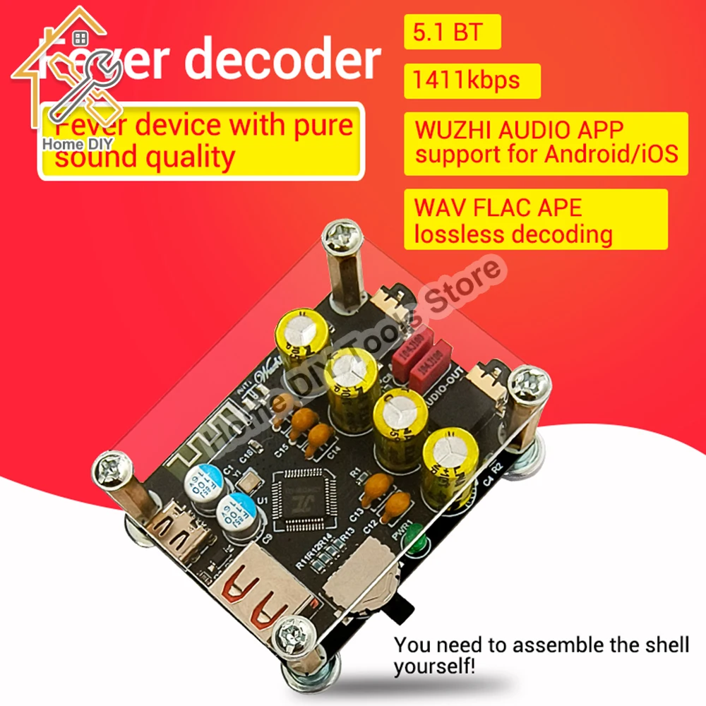 ZK-PT2 Lossless Fever HIFI5.1 Bluetooth USB Decoding Board Player Audio Receiver Audio Amplifier Module Board