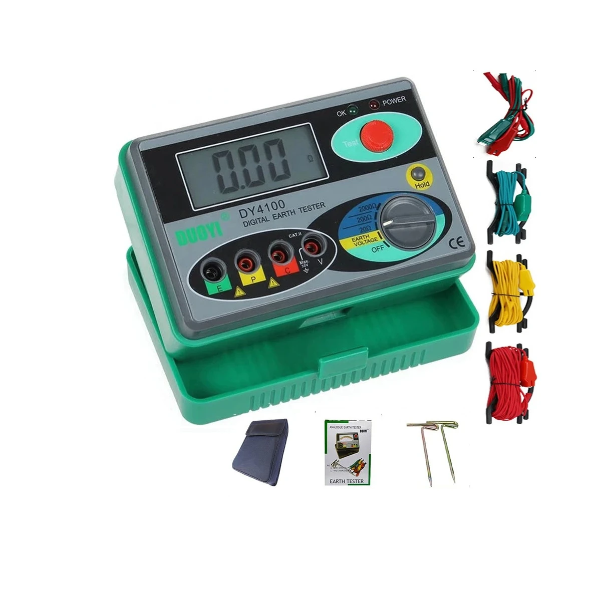 

2023 new DUOYI DY4100 Insulation Digital Megger Meter Earth Ground Resistance Ohm Tester 0-2000 Ohm