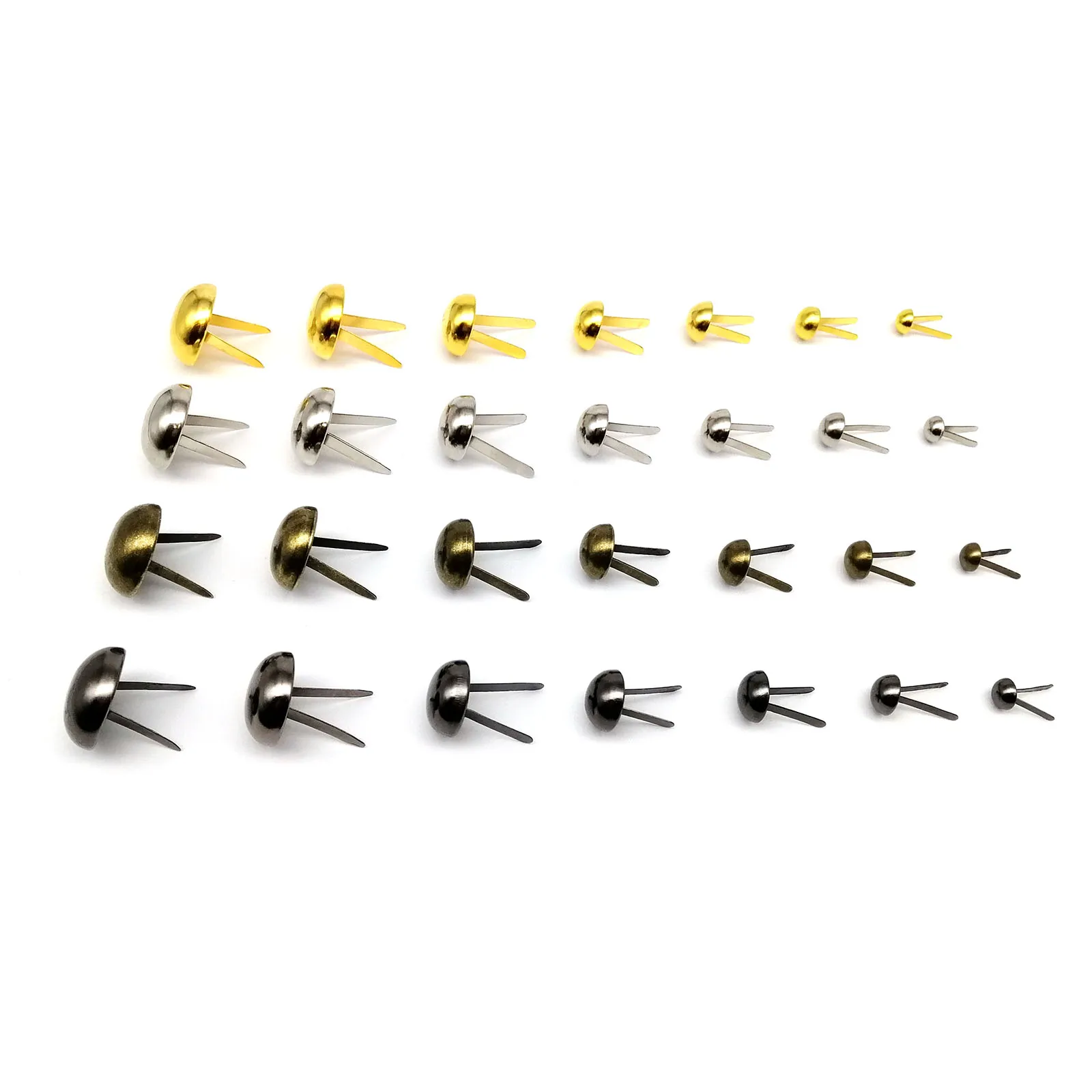 Metal Rivets 50pcs Semi Ball Round Two Leg Feet for DIY Leather Craft
