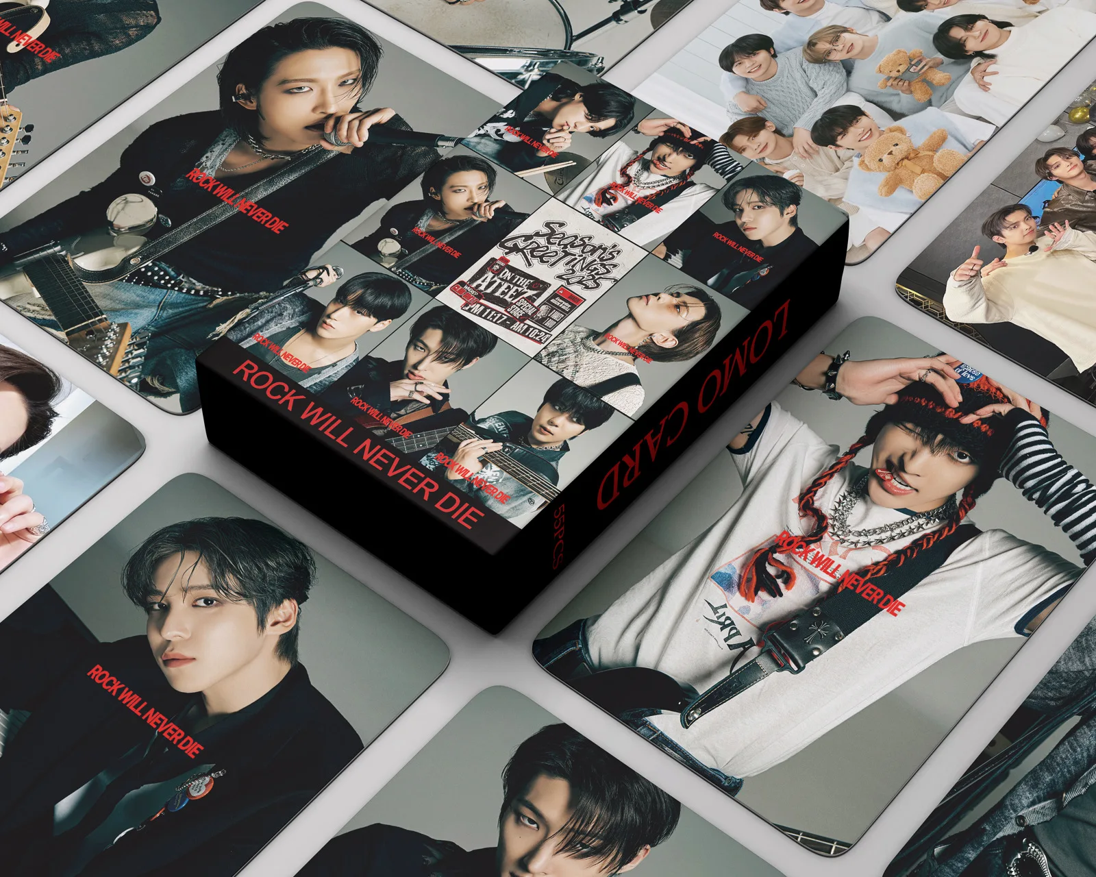 55Pcs/Set Kpop ATEEZ SEASON&rsquo;S GREETINGS Lomo Card Postcards Photocard Fans Collection Gifts