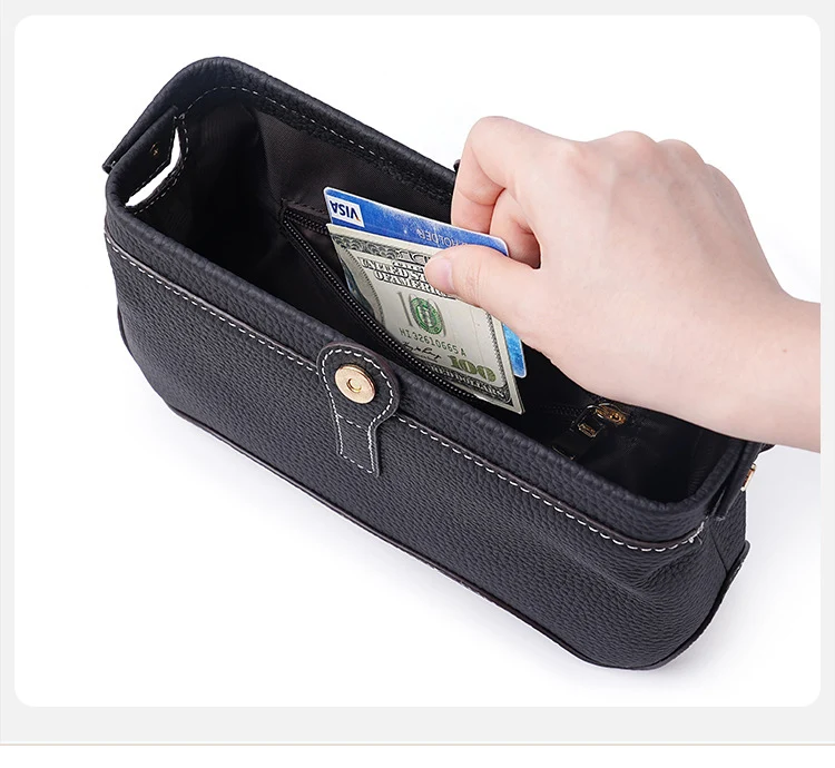 Modische Make-up-Tasche aus echtem Leder, großes Fassungsvermögen, Kosmetiktasche für Reisen, Schmuckaufbewahrung, Organizer für Männer und Frauen, Toilettenartikel, neu – Detail 8
