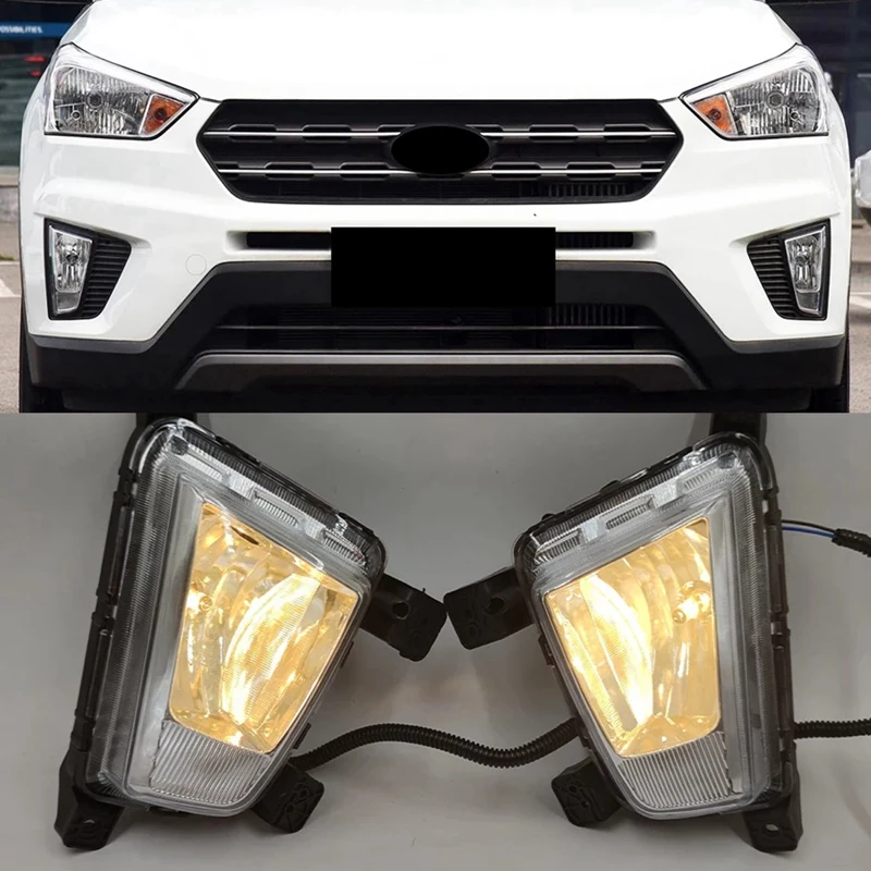 

Car Front Bumper Fog Lights Assembly Driving Lamp Foglight With Bulb For Hyundai Ix25 Creta 2014 2015 2016