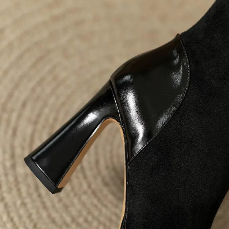 Chunky Ankle Boots For Women Waterproof Platform High Heel Shoes_voghion.com