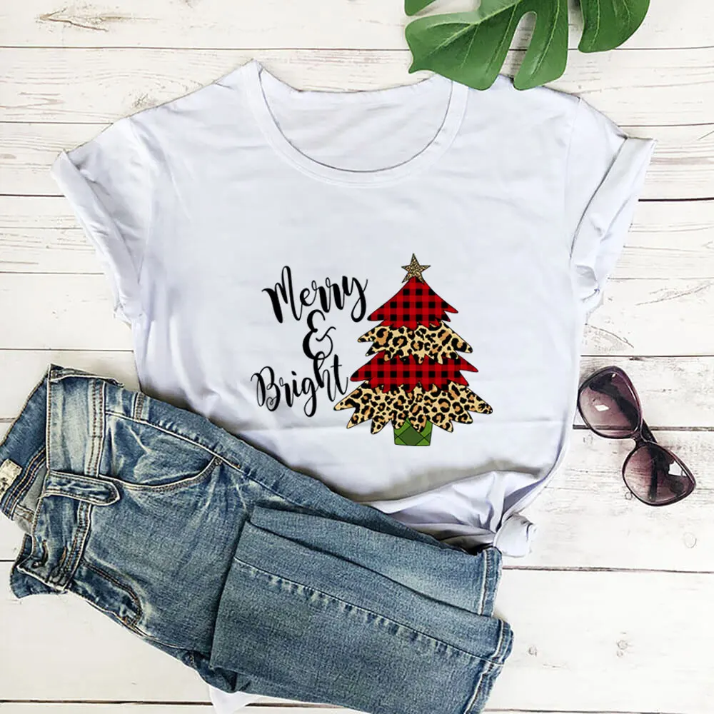 

Рождественская рубашка Merry And Bright, Новое поступление, женская футболка из 100% хлопка, забавный летний Повседневный Топ унисекс с коротким рукавом, праздничная футболка