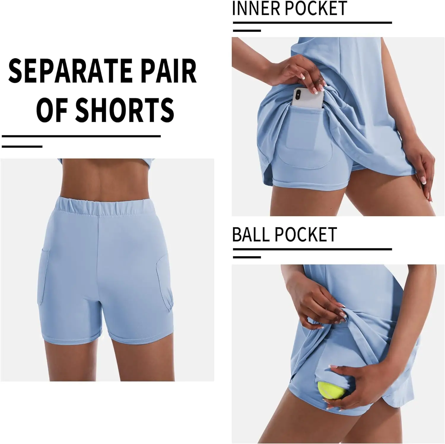 Tennis Dress for Women Tennis Golf Dresses Built in Shorts and Pockets Sleeveless Workout Athletic Dresses women dress sports clothing