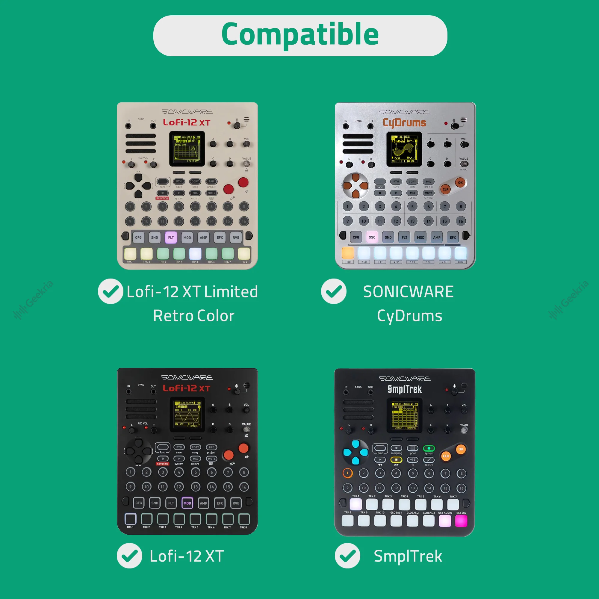 Audio Interface Carrying Case, Compatible with SONICWARE Lofi-12 XT / Limited Retro Color / CyDrums / SmplTrek