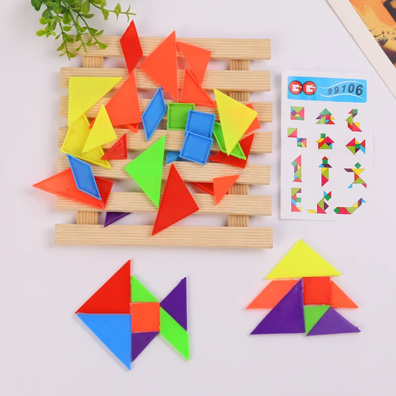 15 Bags Mini Plastic Tangram Puzzle Game Developmental Toys for Kids Birthday Party Favors School Rewards Pinata Filler