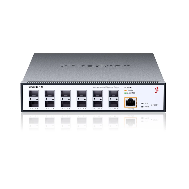 XikeStor L3 관리형 10G SFP+ 메인 컨트롤 칩 RTL9313 12개의 10G SFP+ 포트 VLAN/포트 통합/DHCP 웹/CLI 지원