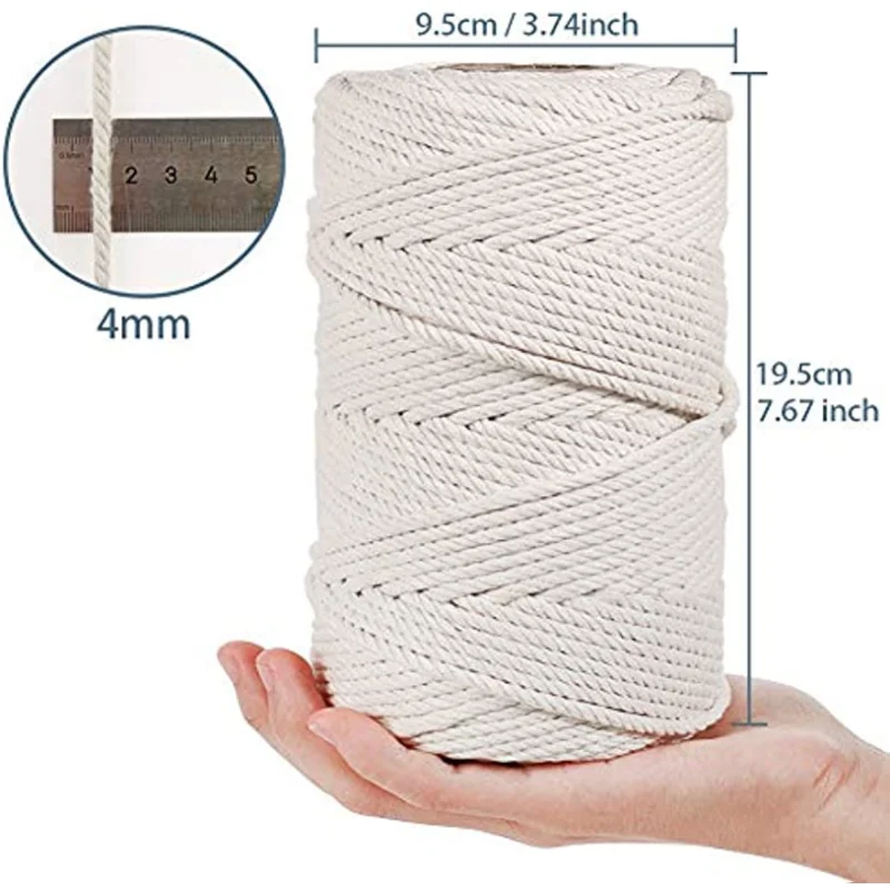 Macrame Cord 1/2/3/4/5/6mm 100m Natural Cotton Cord for Wall Hangings Tapestry Plant Hangers cotton rope,macrame cord