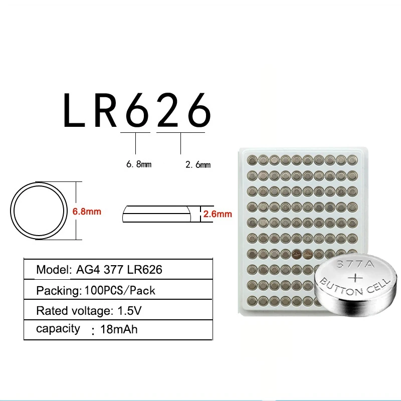 Botão Celular Baterias Ag4 377 Lr626 Sr626sw Ag4 Célula tipo Moeda Baterias para Bateria de Brinquedo Relógio 1000 pc Lote 1.5v Ag4 377 Lr626 Sr626sw - Image 5