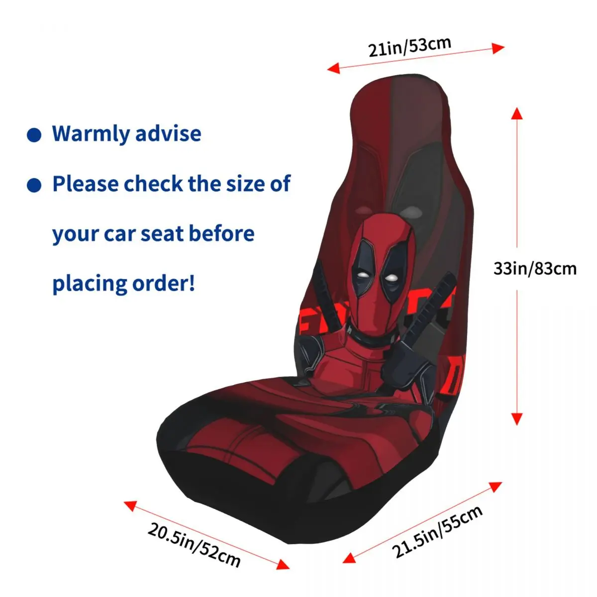 Deadpool Superhero Comics Car Accessory Front Seat Covers for