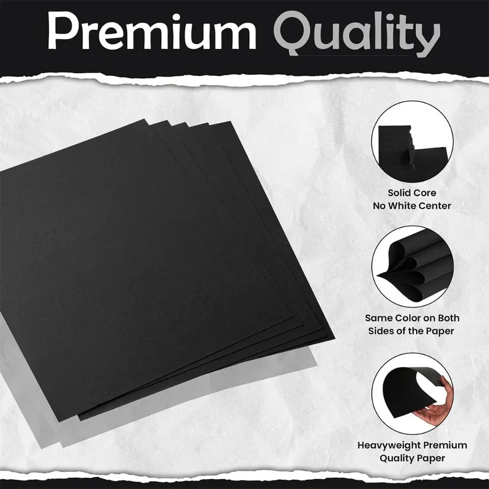 인사 카드 만들기, 엽서, 사진, DIY 공예품용 블랙 카드스톡 180 Gsm, A4 두꺼운 종이 아트 문구 용품, 50 매