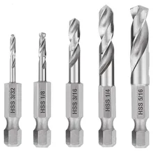 

3/32" 1/8" 3/16" 1/4" 5/16" Stubby Drill Bit M2 HSS 1/4inch Hex Shank 135 Degree Standard Tip Metal Quick Change Woodworking