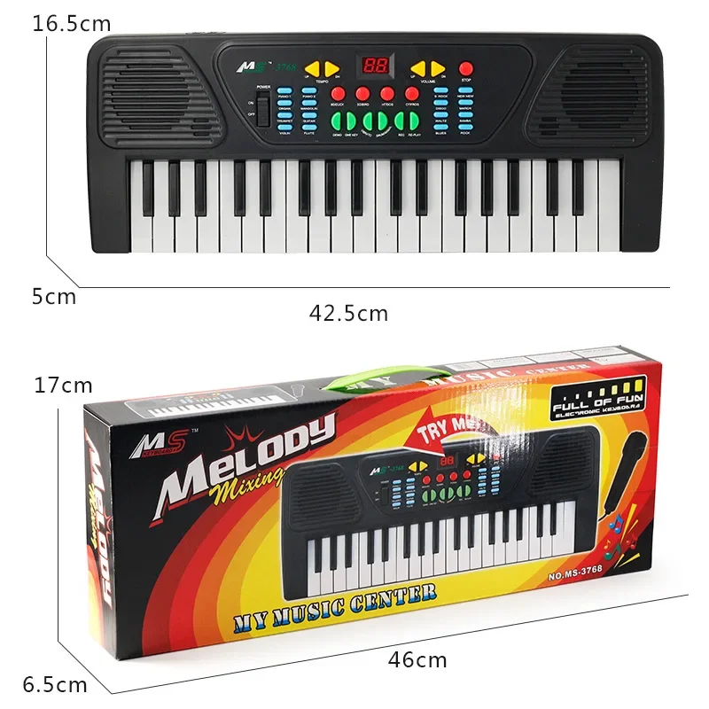 37 Key Children Electronic Keyboard Beginner Simulated Piano with Microphone Toy Musical Instruments Educational Gift for Kids 4