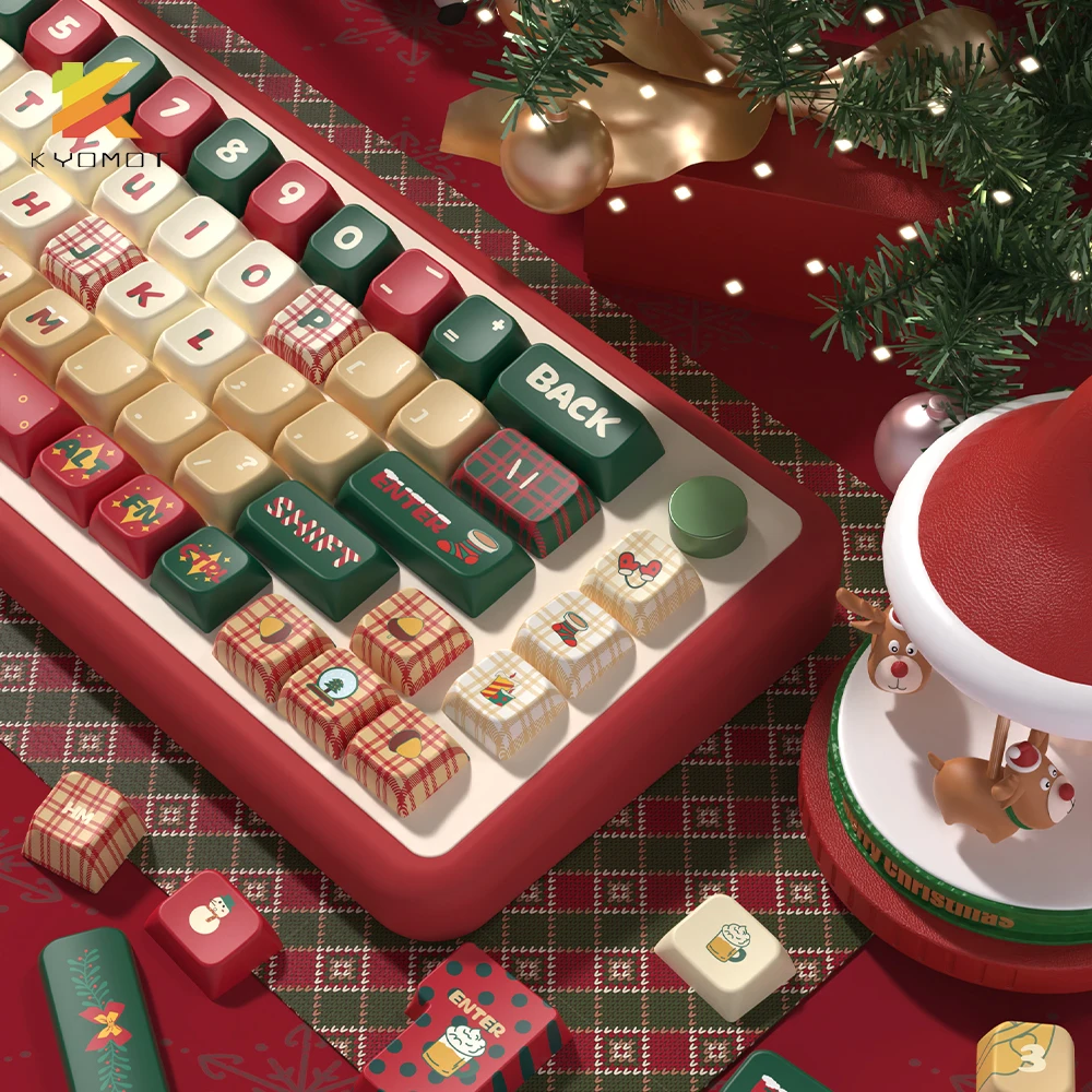 Kyomot-feliz Natal Tema Keycaps Teclado Mecânico Cherry Perfil Keycap Iso Pbt Sub Dye para mx Switch Layout Faça Você Mesmo 158 Chaves - Imagem 4
