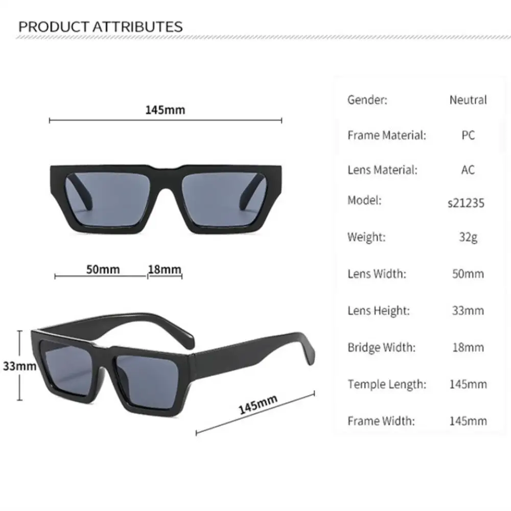 Vintage Square Frame Sunglasses UV400 Women Men Shades Eyewear