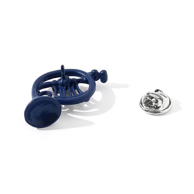 Spilla Corno Francese In Metallo Blu - Decorazione Per Abiti, Cappelli E Sciarpe - Foto 7