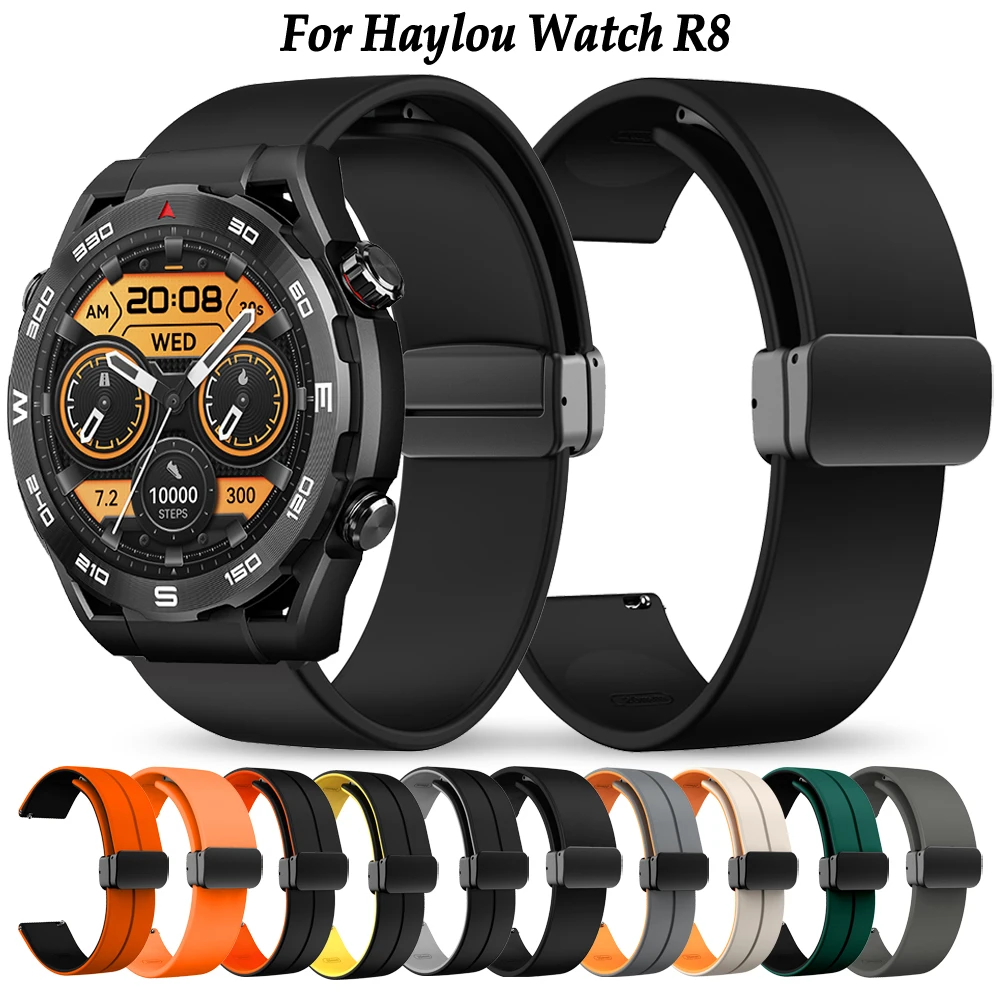 

Ремешок силиконовый складной для HAYLOU Watch R8, мягкий магнитный спортивный браслет для часов HAYLOU R8, 22 мм, аксессуары