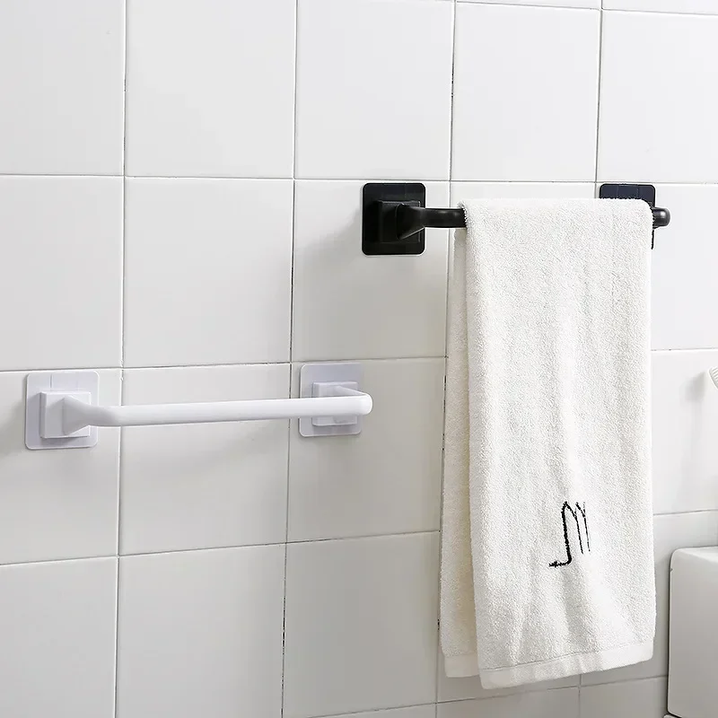 Towel Rack Over Door Bar Hanging Holder Bathroom Kitchen Cabinet White Black Towel Rag Shelf Hanger Bars