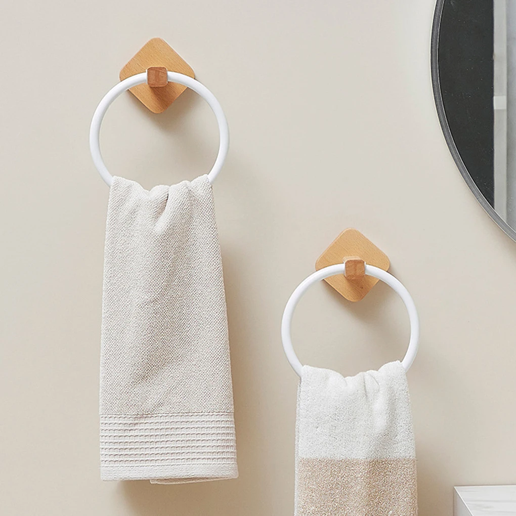 

Bathroom Towel Ring Easy To Install Sturdy And Durable Made With Aluminum And Wood Towel Holder