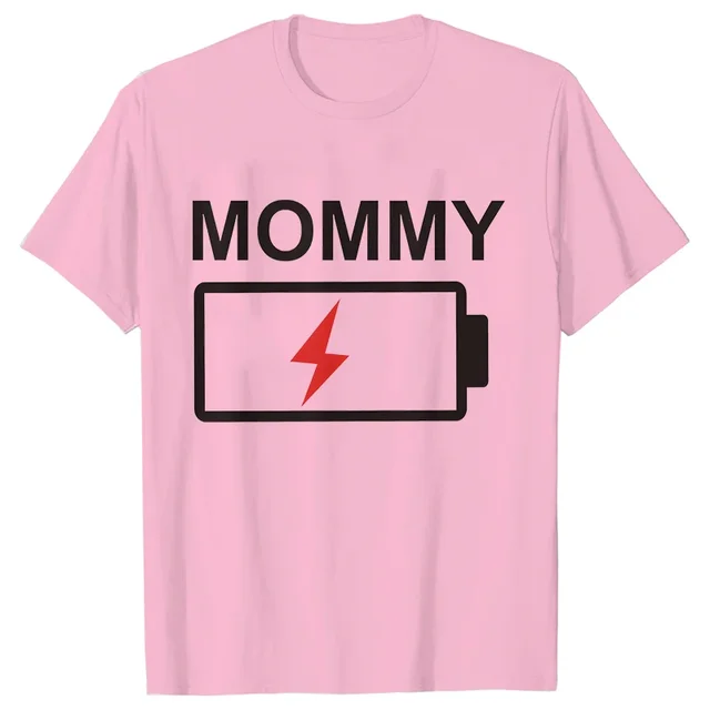 Battery Print Funny T-Shirt for Mum Dad and Child 5