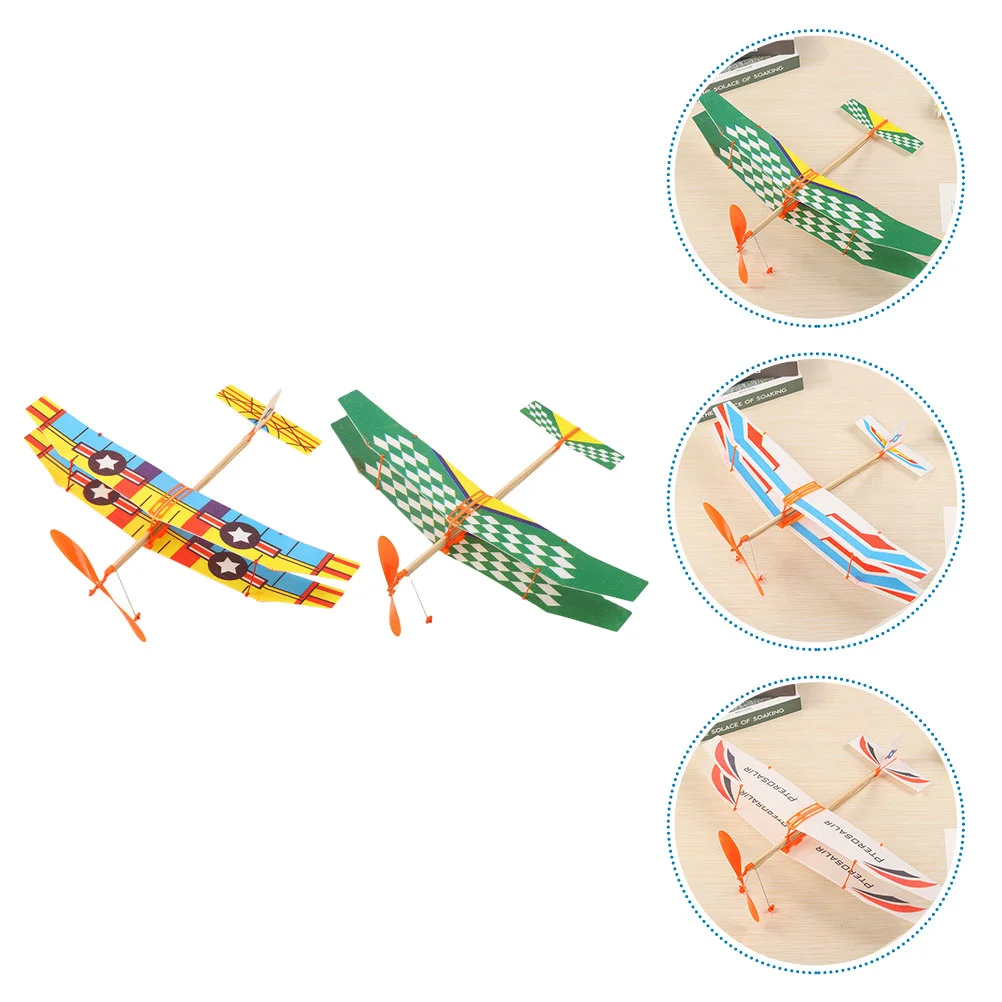 

2 Pcs Rubber Band Plane Kids Airplane Toy Educational Toys Assemble Aircraft Foam Airplanes Biplane Sports Model