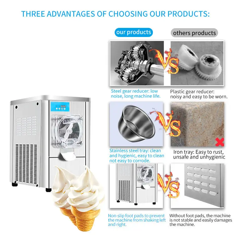 Mini Countertop Batch Freezer Commercial Italian Gelato Hard Ice Cream Maker Machine Making